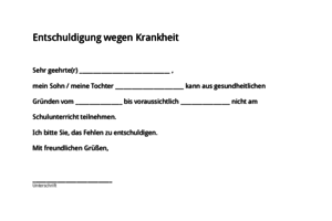 schulkreis.de - Entschuldigung für die Schule